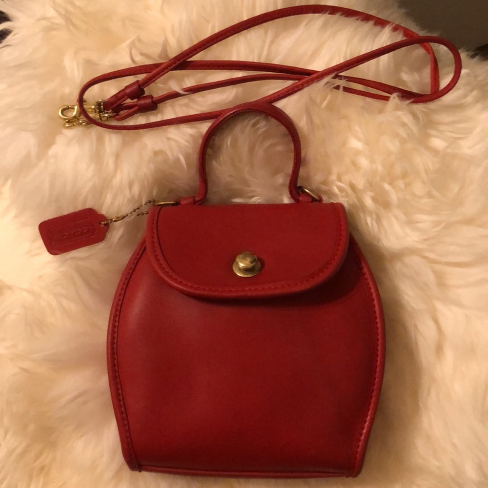 Vintage Coach Derby Bag 9904 Red Leather Mini Crossbody